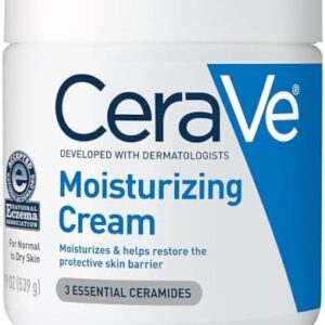 CeraVe Moisturizing Cream, Body and Face Moisturizer for Dry Skin, Body Cream with Hyaluronic Acid and Ceramides, Daily Moisturizer, Oil-Free, Fragrance Free, Non-Comedogenic